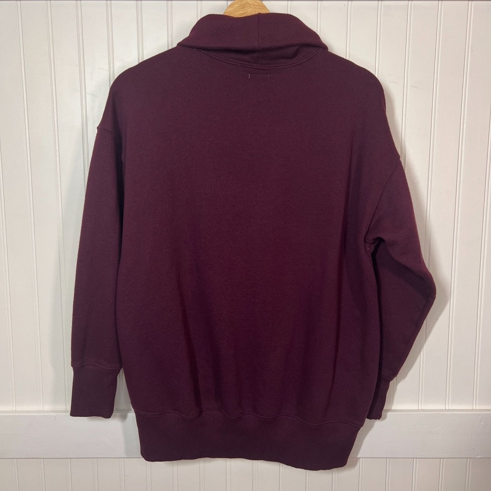 Aerie Roll Neck Sweater XS Burgundy Cabincore Fisherman Cozy Pockets Pullover - Picture 3 of 9